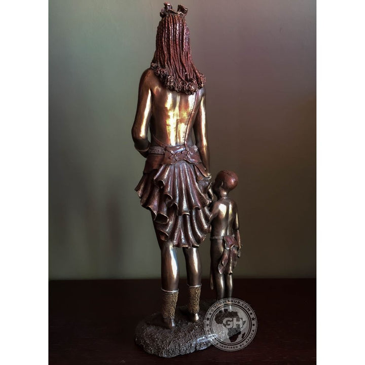 Himba Mother African Figurine Bronze Sculpture