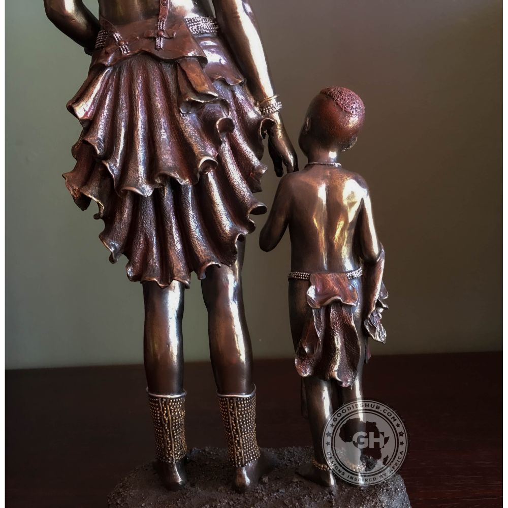 Himba Mother African Figurine Bronze Sculpture