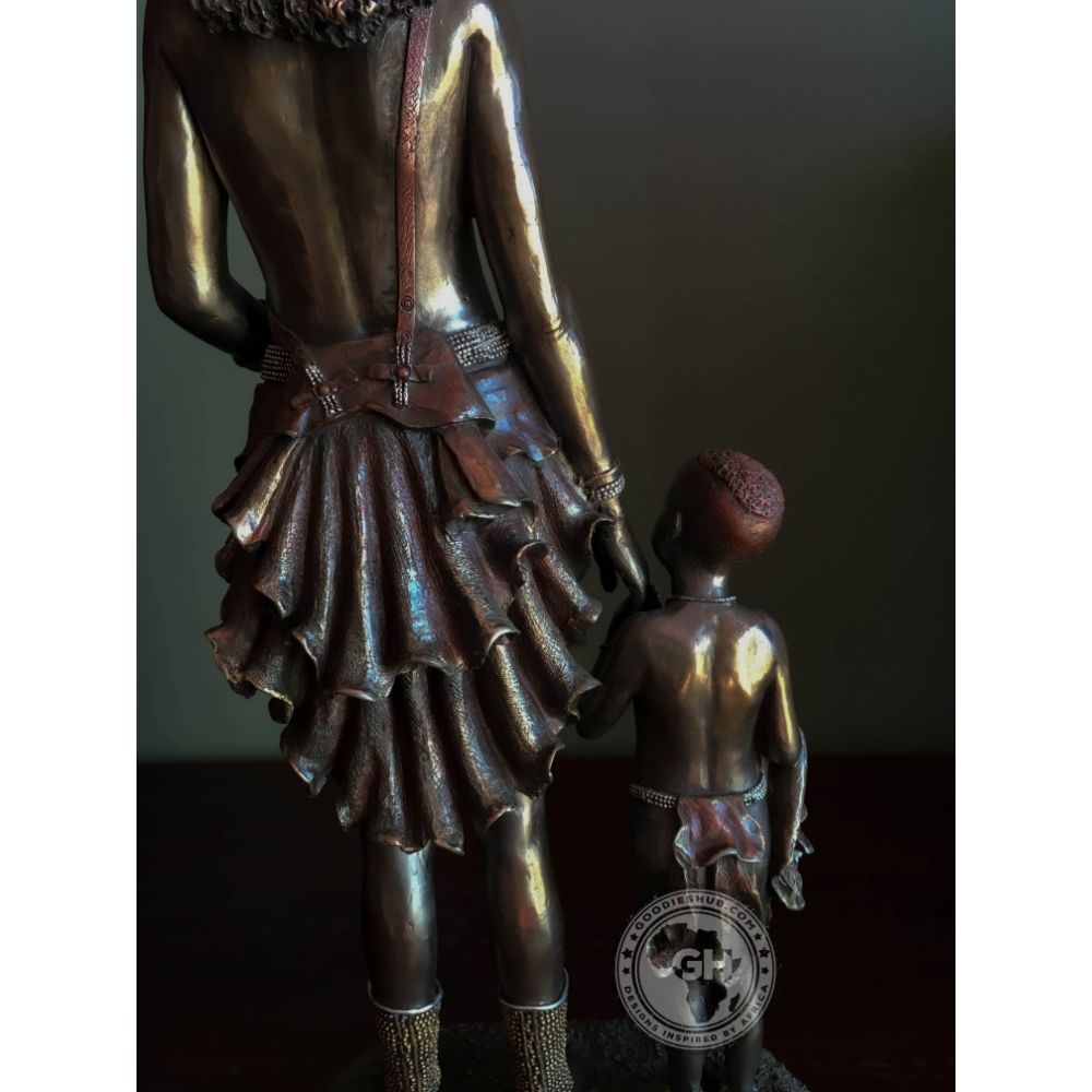 Himba Mother African Figurine Bronze Sculpture