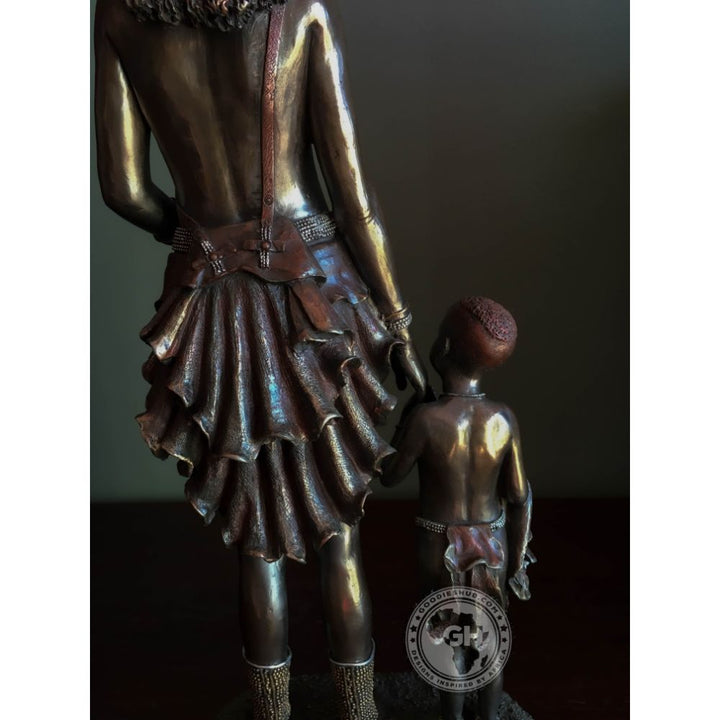 Himba Mother African Figurine Bronze Sculpture