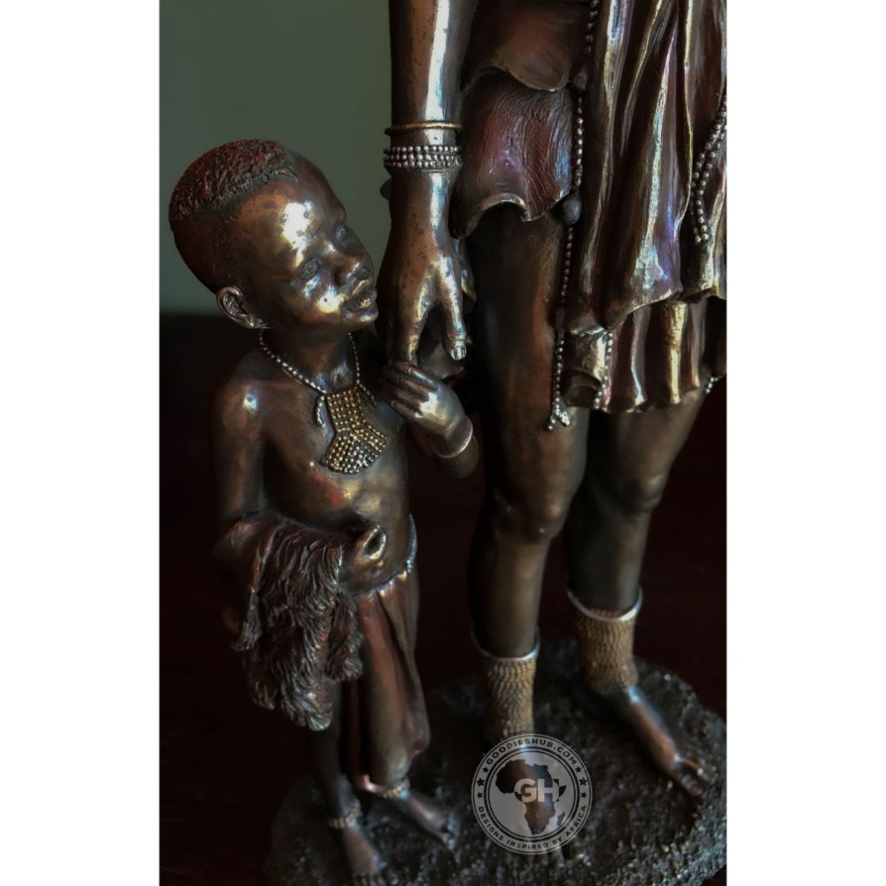 Himba Mother African Figurine Bronze Sculpture