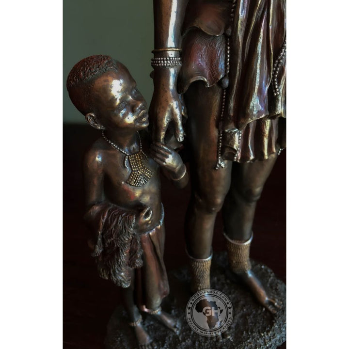 Himba Mother African Figurine Bronze Sculpture
