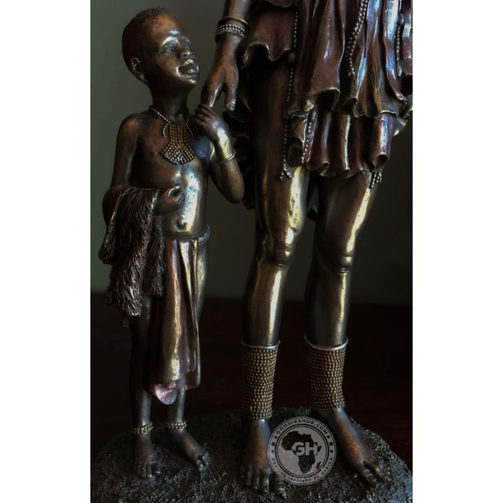 Himba Mother African Figurine Bronze Sculpture