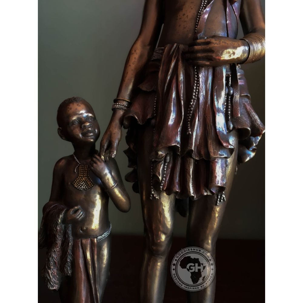 Himba Mother African Figurine Bronze Sculpture