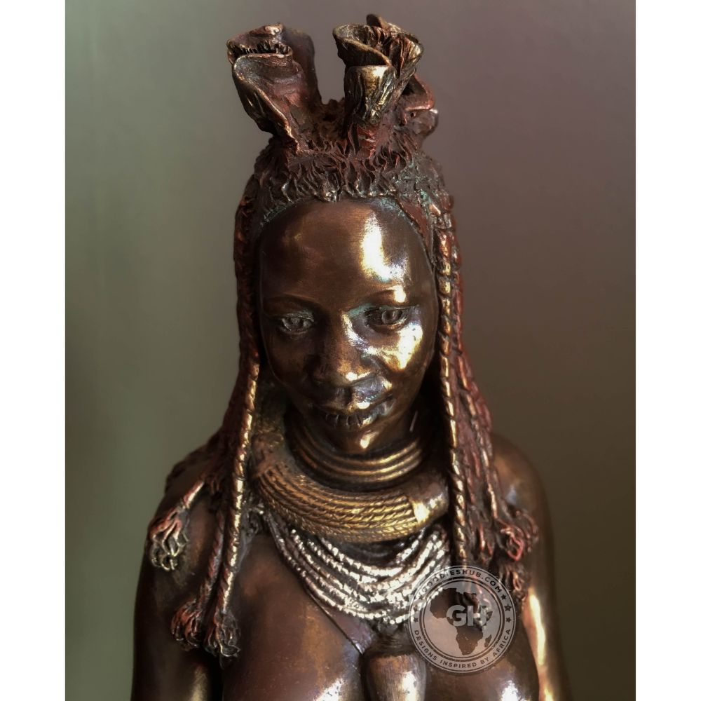 Himba Mother African Figurine Bronze Sculpture