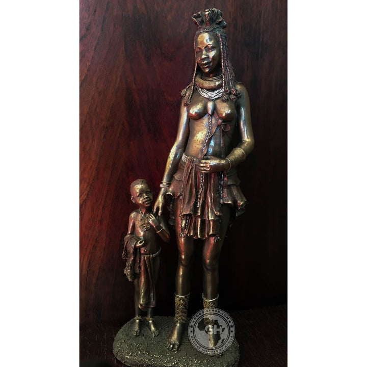 Himba Mother African Figurine Bronze Sculpture