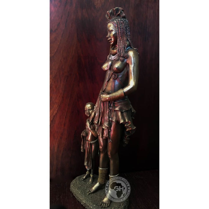 Himba Mother African Figurine Bronze Sculpture