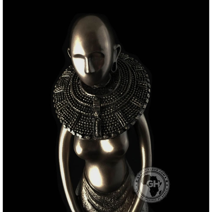 Woman Standing African Abstract Figurine Bronze Sculpture
