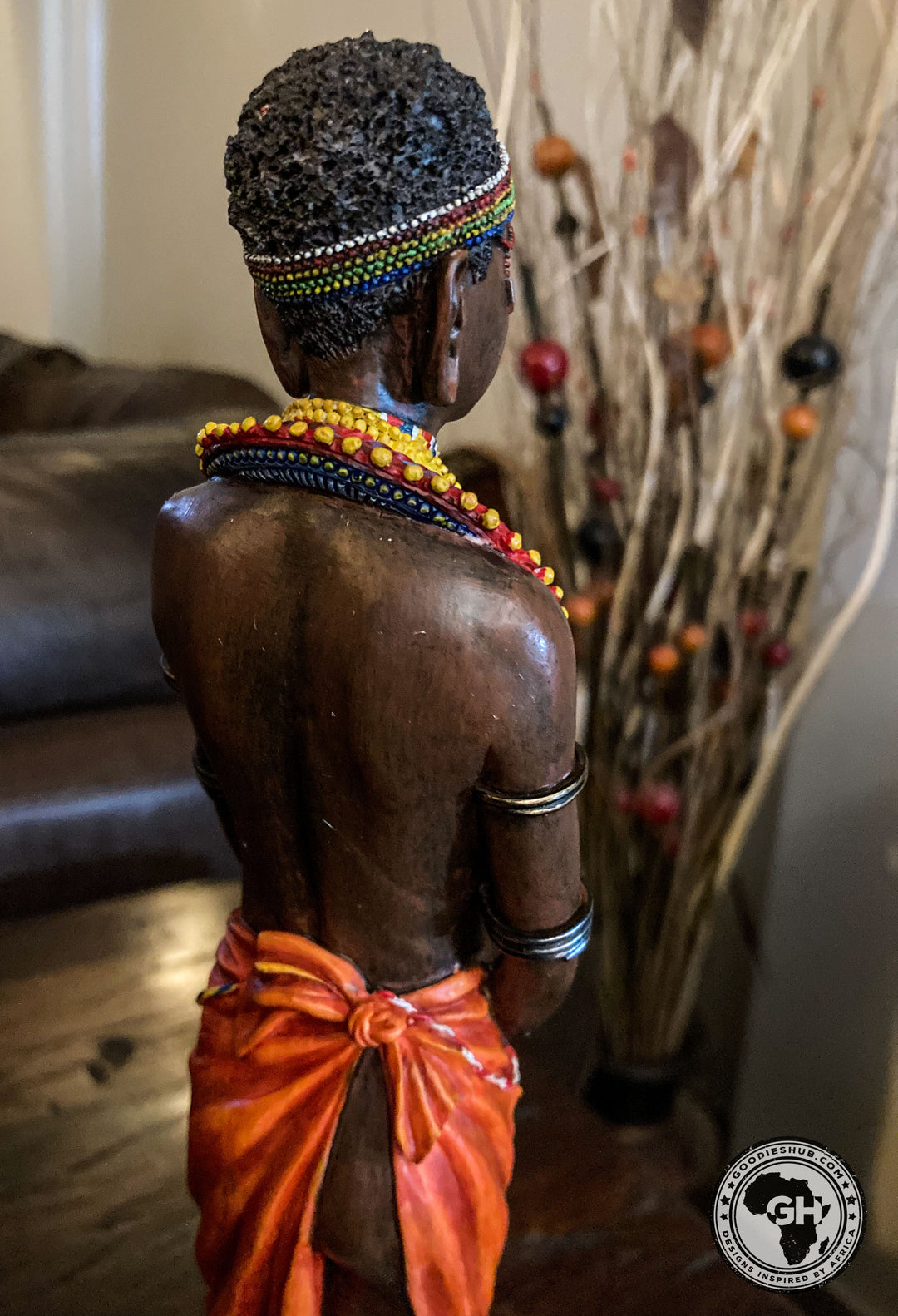 Pendo Maasai Girl African Figurine Bronze Hand Painted Sculpture