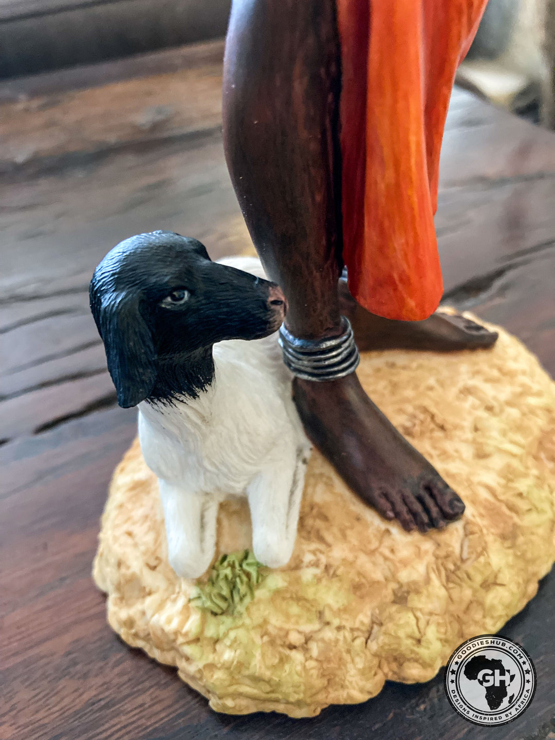 Pendo Maasai Girl African Figurine Bronze Hand Painted Sculpture