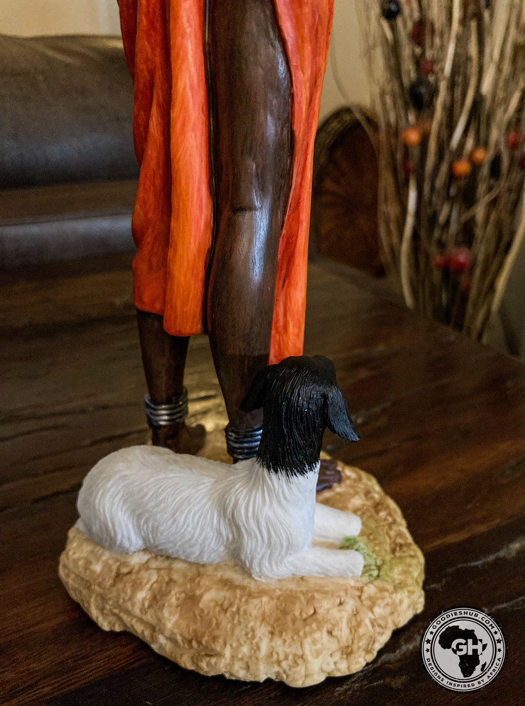 Pendo Maasai Girl African Figurine Bronze Hand Painted Sculpture