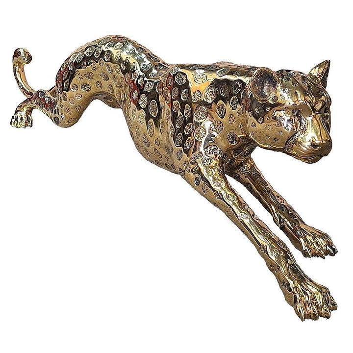 Cheetah Crouching Sculpture -  Classic Gold Sculpture
