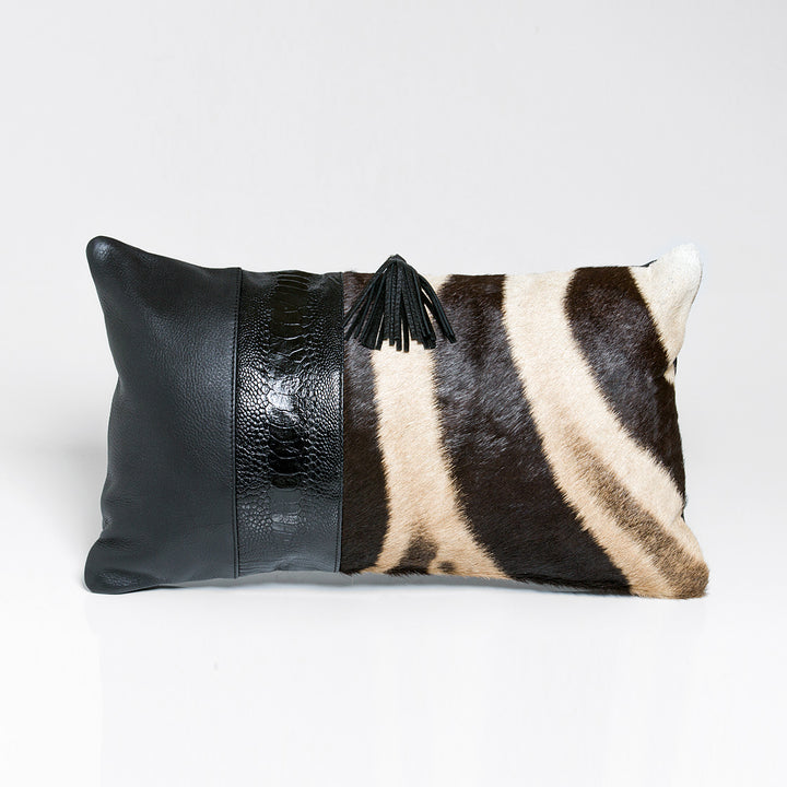 Zebra Cushion  Cover 30 x 50 cm with Ostrich shin detail (Excluding Inner)