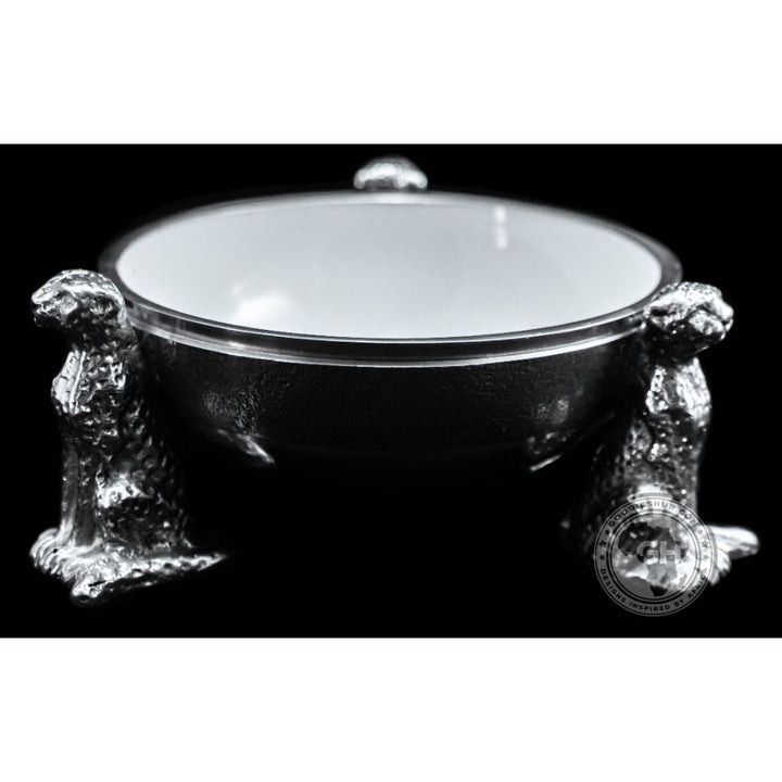 3 Cheetah Round Snack Bowl WHITE - Lamu Aluminium Baked Enamel Tableware