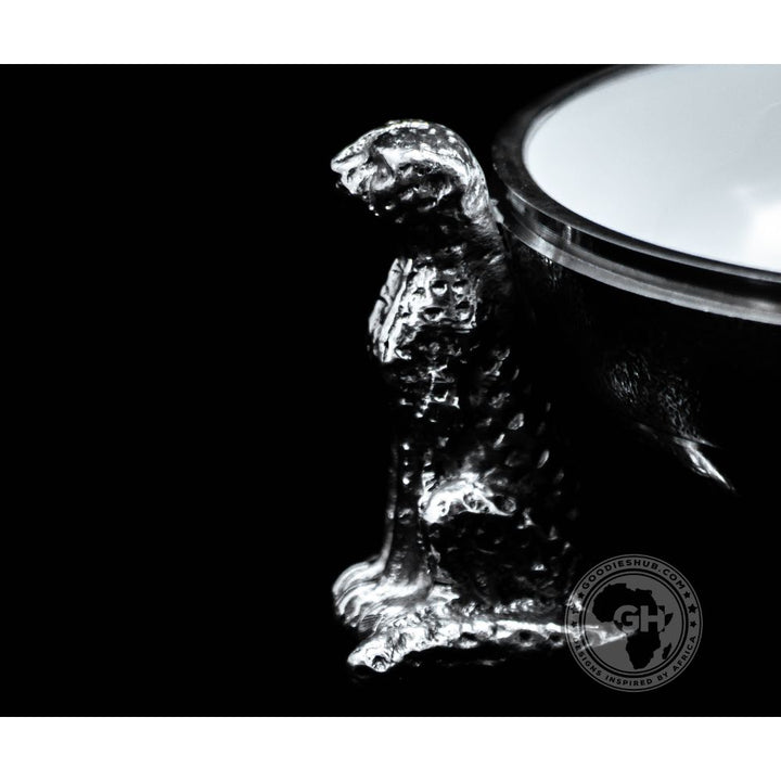 3 Cheetah Round Snack Bowl WHITE - Lamu Aluminium Baked Enamel Tableware