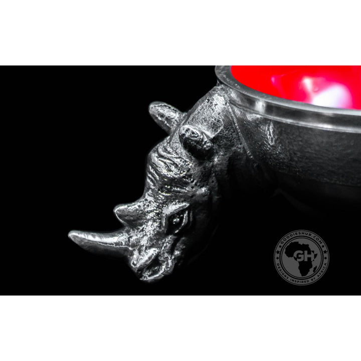 3 Rhino Round Snack Bowl RED - Lamu Aluminium Baked Enamel Tableware