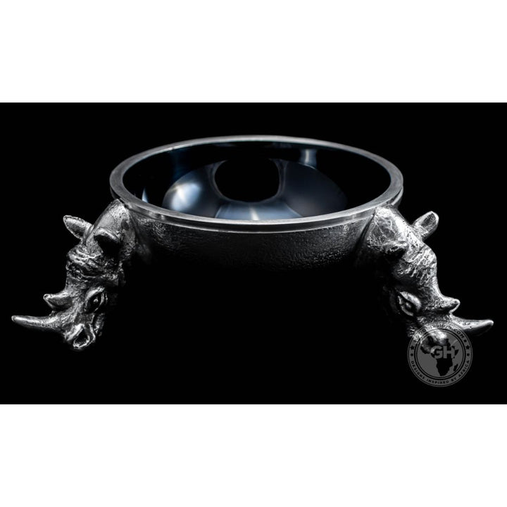3 Rhino Round Snack Bowl BLACK - Lamu Aluminium Baked Enamel Tableware
