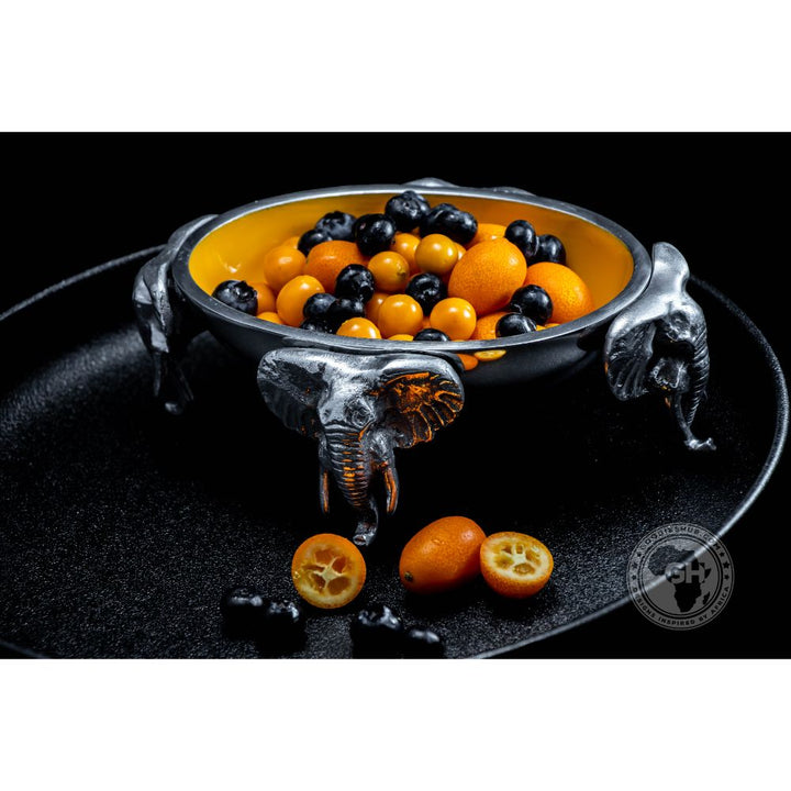4 Elephant oval bowl OCHRE - Lamu Aluminium Baked Enamel Tableware