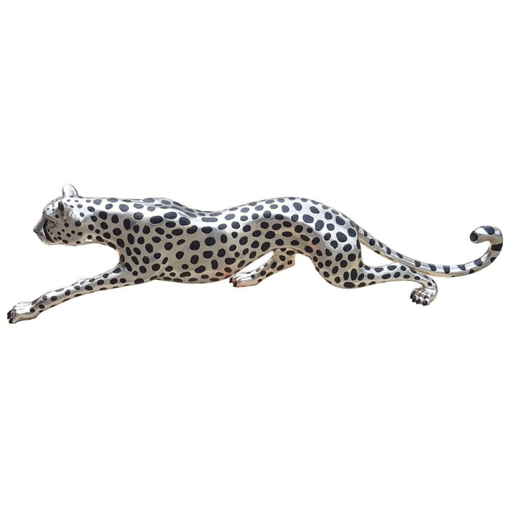 Cheetah Stalking Sculpture -  Silver and Black Sculpture