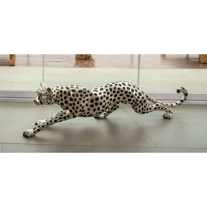 Cheetah Stalking Sculpture -  Silver and Black Sculpture