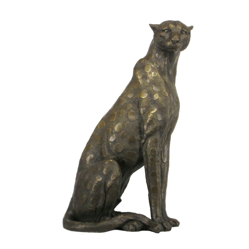 Cheetah Sitting Small Bronze Sculpture