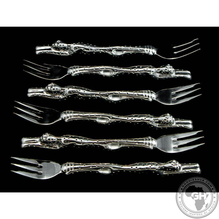 Cake Fork 187mm Set of 6 - Cheetah Africa Collection - Diana Carmichael