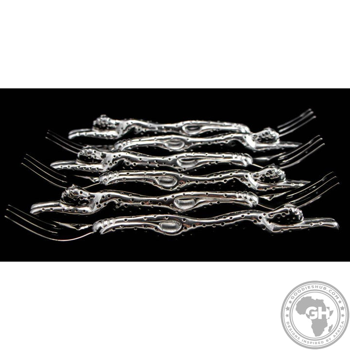 Cake Fork 187mm Set of 6 - Cheetah Africa Collection - Diana Carmichael