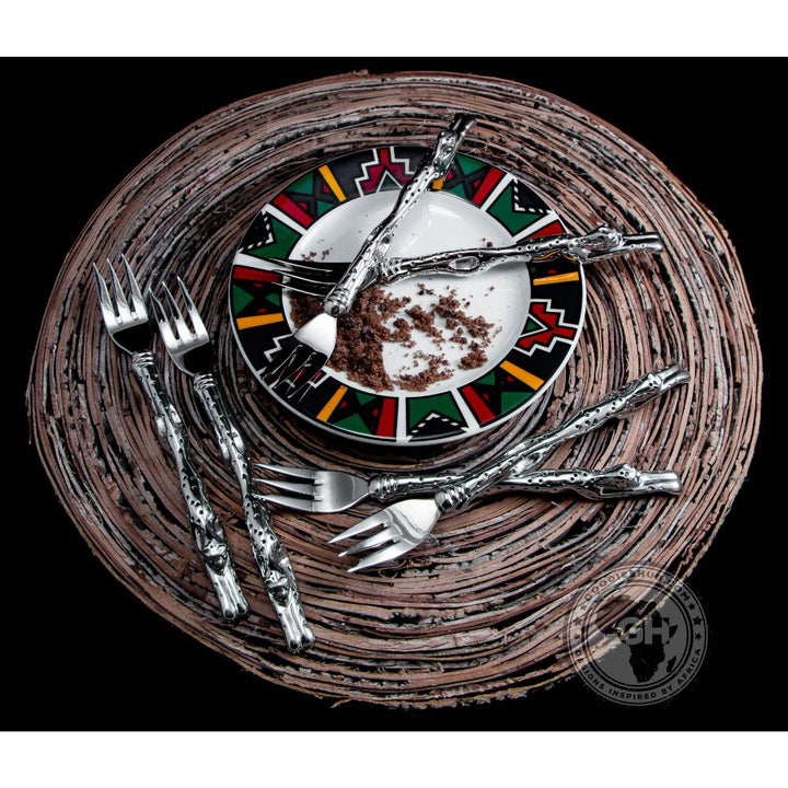Cake Fork 175mm Set of 6 - Cheetah Africa Collection - Diana Carmichael