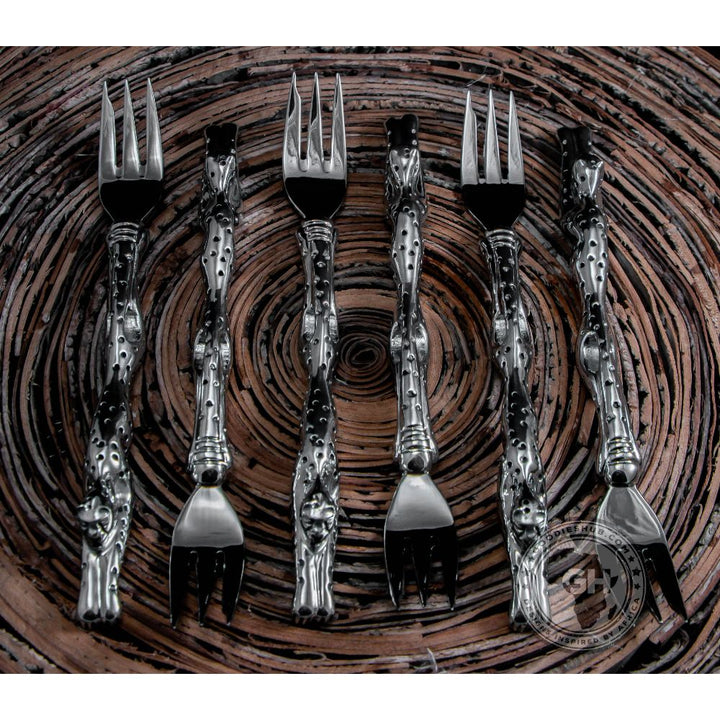 Cake Fork 175mm Set of 6 - Cheetah Africa Collection - Diana Carmichael