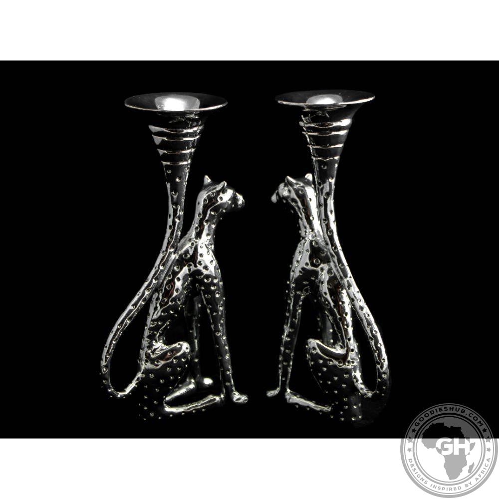 Candlestick Medium (Pair) - Cheetah Africa Collection - Diana Carmichael
