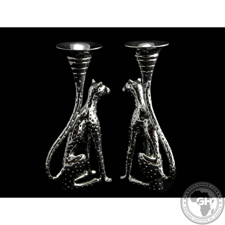 Candlestick Medium (Pair) - Cheetah Africa Collection - Diana Carmichael