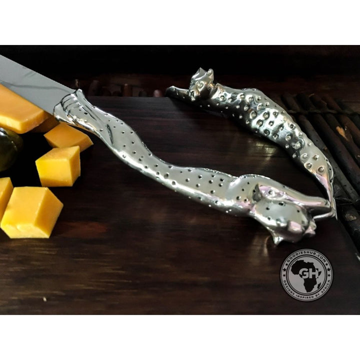 Cheese Board Large &amp; Cheese Serving Utensil Large Set - Cheetah Africa Collection - Diana Carmichael