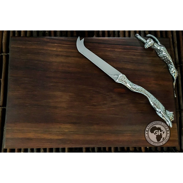 Cheese Board Large &amp; Cheese Serving Utensil Large Set - Cheetah Africa Collection - Diana Carmichael
