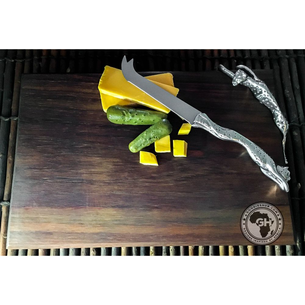 Cheese Board Large &amp; Cheese Serving Utensil Large Set - Cheetah Africa Collection - Diana Carmichael