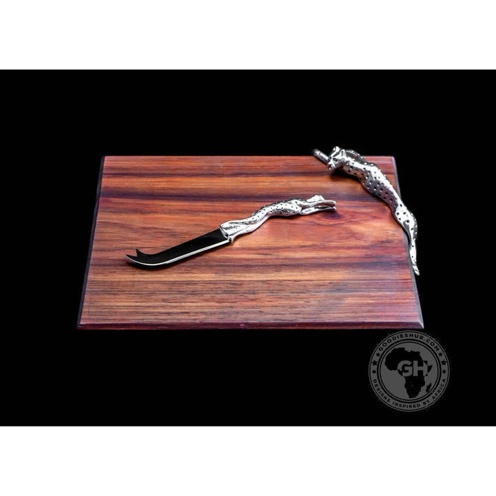 Cheese Board Small &amp; Cheese Serving Utensil Small Set - Cheetah Africa Collection - Diana Carmichael