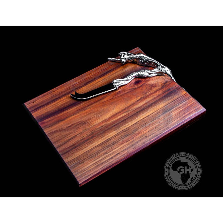 Cheese Board Small &amp; Cheese Serving Utensil Small Set - Cheetah Africa Collection - Diana Carmichael