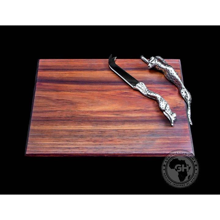 Cheese Board Small &amp; Cheese Serving Utensil Small Set - Cheetah Africa Collection - Diana Carmichael
