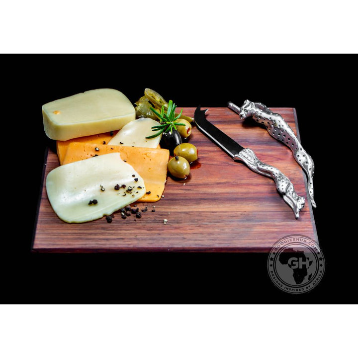 Cheese Board Small &amp; Cheese Serving Utensil Small Set - Cheetah Africa Collection - Diana Carmichael
