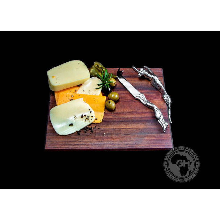 Cheese Board Small &amp; Cheese Serving Utensil Small Set - Cheetah Africa Collection - Diana Carmichael