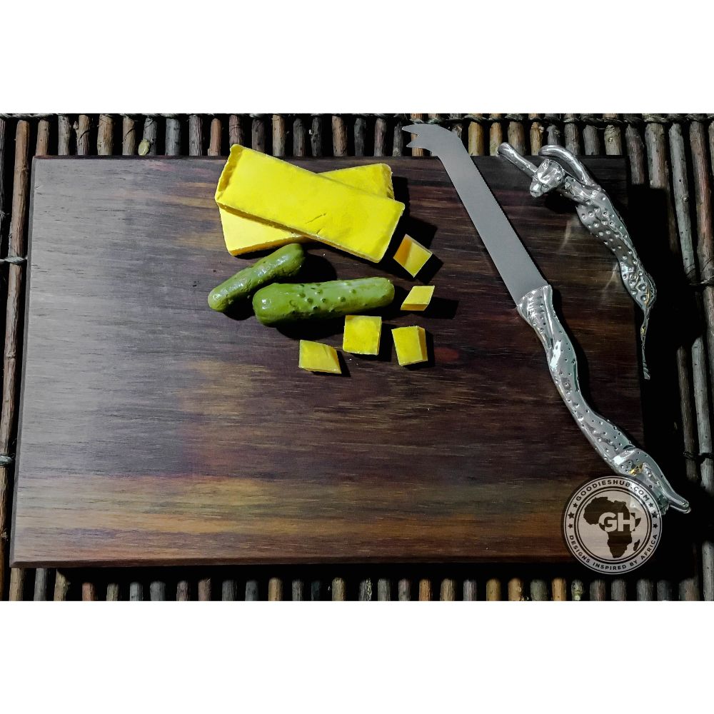 Cheese Board Large &amp; Cheese Serving Utensil Large Set - Cheetah Africa Collection - Diana Carmichael