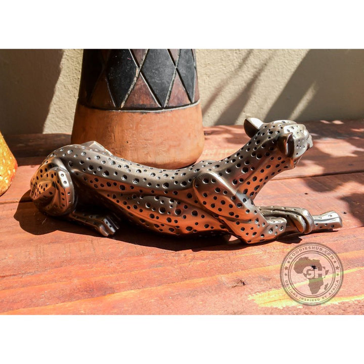 Cheetah Lying Bronzed Sculpture - Zera