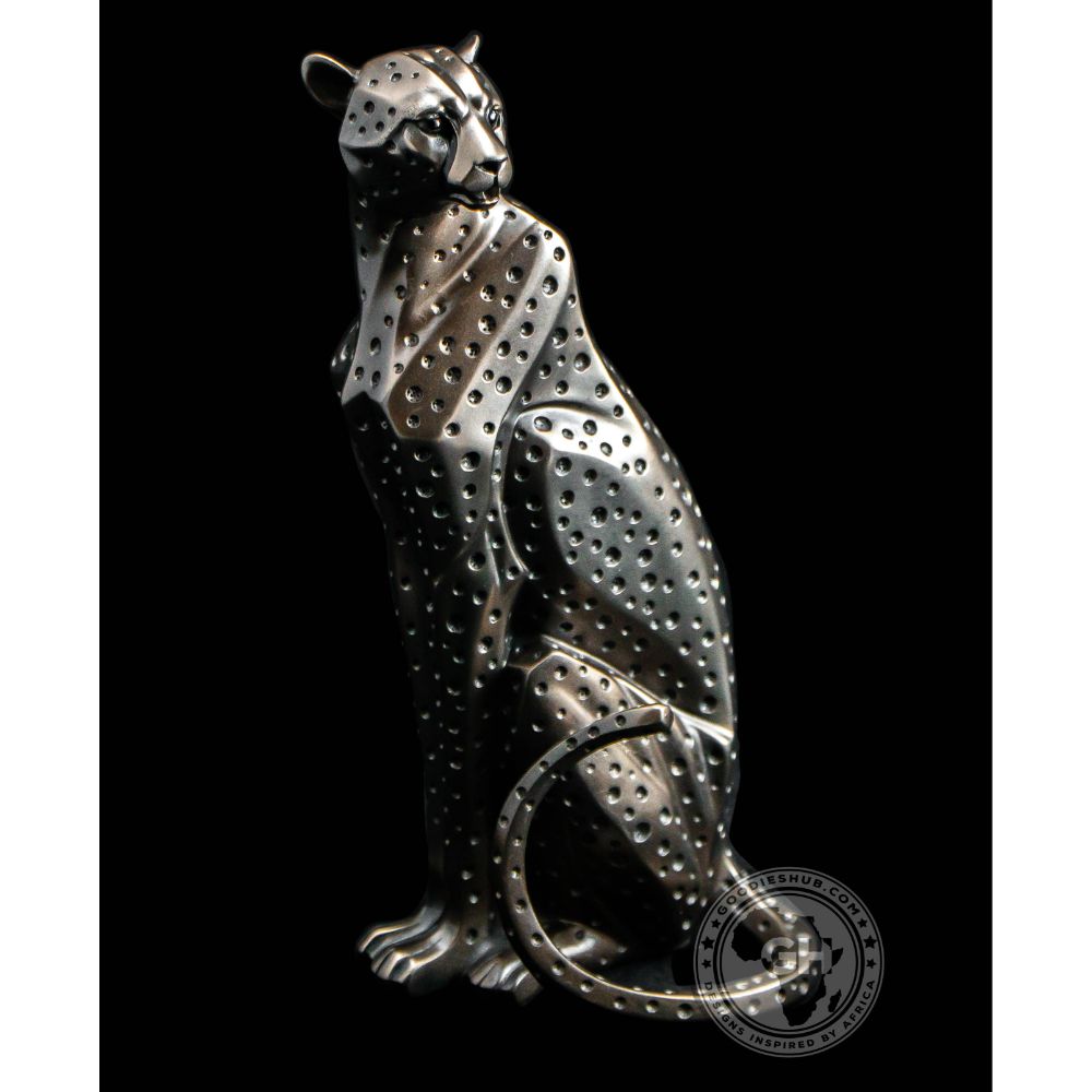Cheetah Sitting Bronzed Sculpture - Zimbini