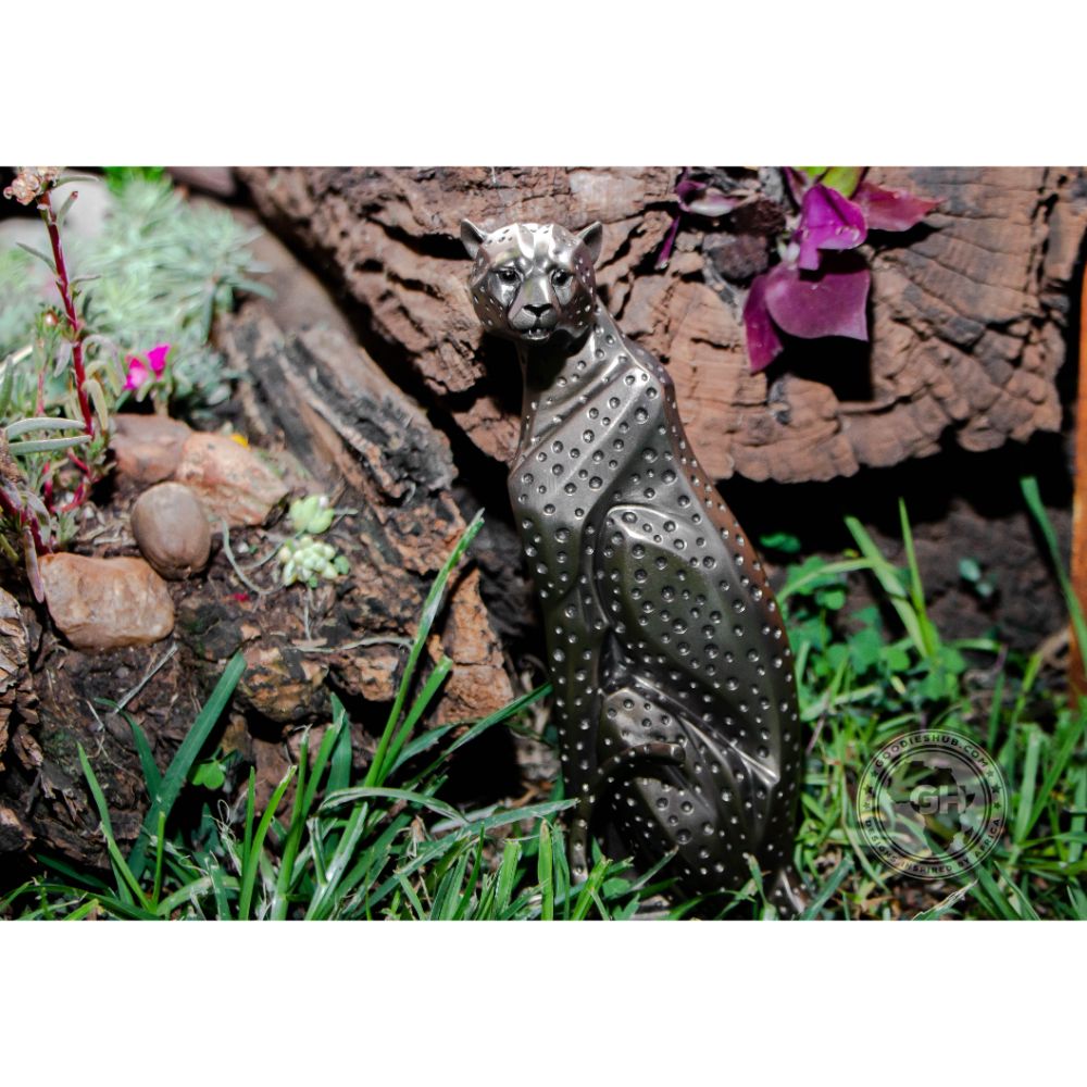 Cheetah Sitting Bronzed Sculpture - Zimbini