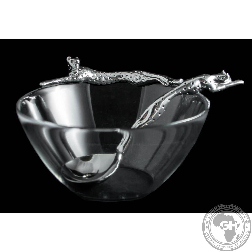 Dish 170mm Lying Cheetah &amp; Sauce Ladle Set - Cheetah Africa Collection - Diana Carmichael
