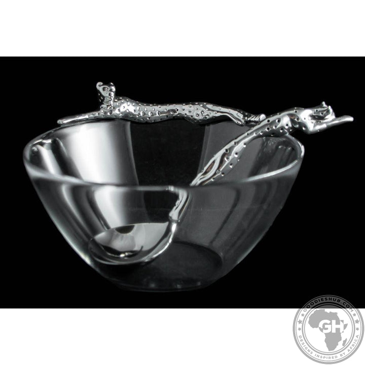 Dish 170mm Lying Cheetah &amp; Sauce Ladle Set - Cheetah Africa Collection - Diana Carmichael