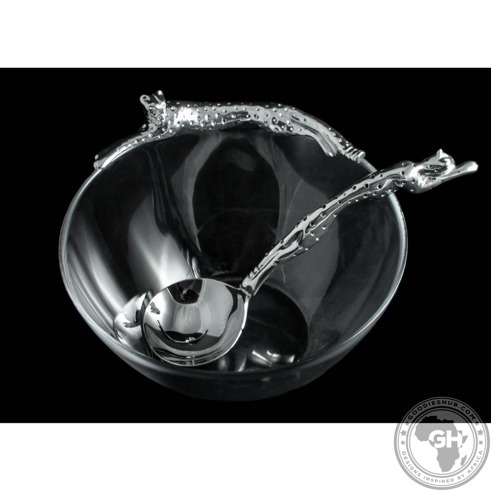 Dish 170mm Lying Cheetah &amp; Sauce Ladle Set - Cheetah Africa Collection - Diana Carmichael