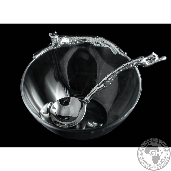 Dish 170mm Lying Cheetah &amp; Sauce Ladle Set - Cheetah Africa Collection - Diana Carmichael
