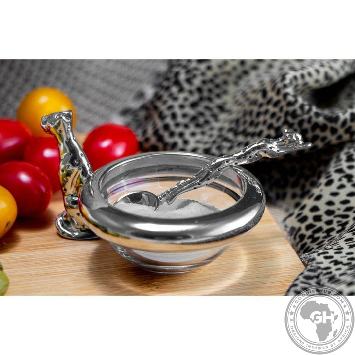 Dish 60mm Single &amp; salt spoon Set - Cheetah Africa Collection - Diana Carmichael