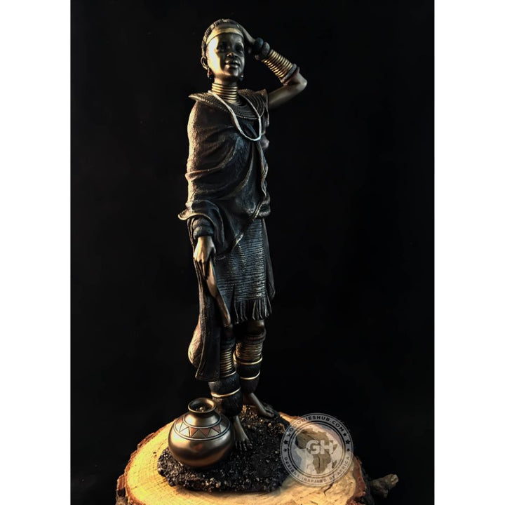 Ndebele Woman African Figurine Bronze Sculpture