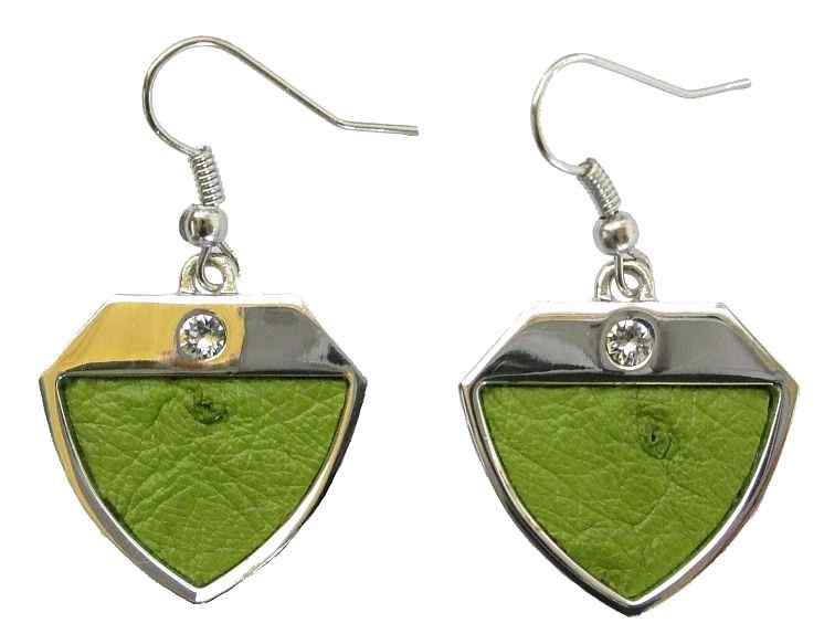 Ostrich Leather Earring - Chartreuse